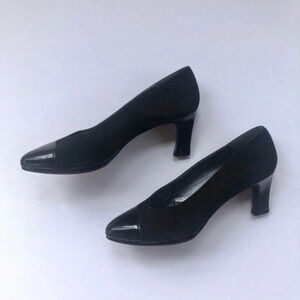 Stuart Weitzman Patent Suede Leather Cap Toe Heels